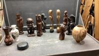 BOX- WOOD FIGURINES, VASES