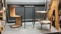 (3) ITEMS -METAL PLANT STAND, CORNER WALL SHELF, STEP