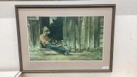 LARGE OLD COWBOY W/ HIS DOG PICTURE - JACK LEE MCLEAN