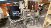 (2)FOLDING CHAIRS AND WOODS SLEEPING BAG