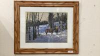 COWBOYS IN THE WINTER FOREST BY A.MOSLEY... NICE WOOD FRAME