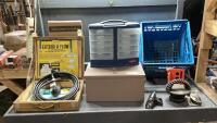 CRATE W/SHARPENER, SHOWER CORNER BASKET,METAL LOCK BOX