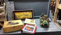 (2)BOXES- TABLE TOP FOUNTAIN, BOOKS, WALL DECOR