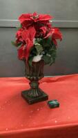 LIGHTED POINSETTA IN POT & BLOSSOM TREE LIMBS (NO BASE OR POWER CORD)