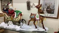 METAL REINDEER & SANTA IN SLEIGH