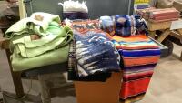BAG WITH (2) WOOL &ldquo;TRAPPER POINT&rdquo; BLANKETS, AFGHAN, MEXICAN BLANKETS,