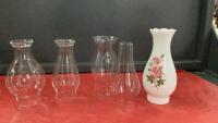 (5) OIL LAMP CHIMNEYS