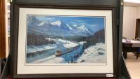 TRAIN IN THE SNOWY MOUNTAINS PRINT - SIGNED FRASER HINE