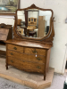 OAK MIRRORED DRESSER. 51 IN W X 33 IN TALL