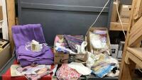 COTTON FABRICS, BOX OF LACE/RIBBON AND DUAL CONTROL ELECTRIC BLANKET