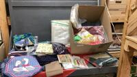 BOX OF FABRIC - COTTONS, FLANNEL, POLYESTER, MUSLIN