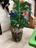 RESIN ELEPHANT POT W/ ARTIFICIAL PLANT
