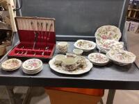 SMALL SS CUTLERY SET + CHINA SET - INCOMPLETE