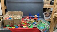 WOOD TRAIN TRACK, WOOD TRAINS & TRAIN PLAY MAT