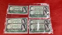 (7) 1954 CANADA $1 BILLS W/SEQUENTIAL SERIAL NUMBERS
