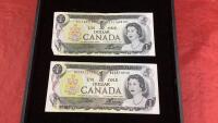 (2) 1973 CANADA $1 BILLS
