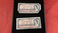 (2) 1954 CANADA $2 BILLS