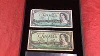 (2) 1954 CANADA $1 BILLS