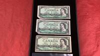 (3) 1954 CANADA $1 BILLS