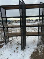 Steel set of shelves with locking mesh doors
