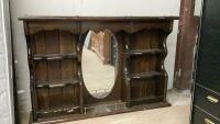 DARK BROWN RETRO HEADBOARD W/ CENTRE MIRROR