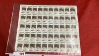 FULL UNCUT SHEET OF CANADA 6 CENT STAMPS