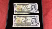 (2) 1973 CANADA $1 BILLS