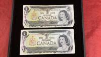 (2) 1973 CANADA $1 BILLS