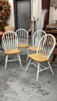 (4) KITCHEN CHAIRS - WHITE W/ BROWN SEATS