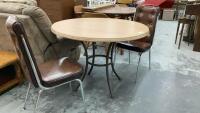 ROUND KITCHEN TABLE W/ (2) VINYL UPHOSTERED CHAIRS
