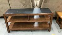 TV STAND W/ BLACK GLASS TOP