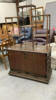 WOOD CABINET & SLATTED WOOD PLANT STAND