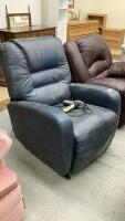 PALLISER DARK BLUE RECLINER - LEATHER LIKE