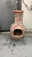 TERRA COTTA CHIMINEA ON METAL FRAME