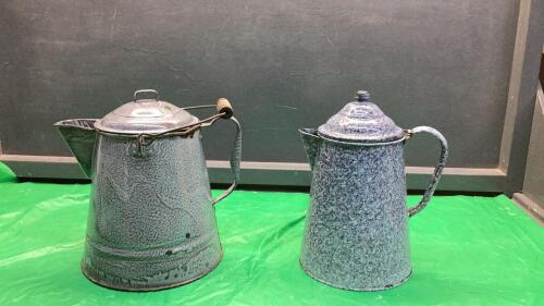 (2) ENAMEL KETTLES