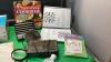 BOX W/ CD CLOCK RADIO (LOOKS NEW), PUZZLE BOOKS, NOTEBOOKS, BINOCULARS - 2