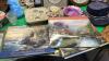 BOX W/ OLD THOMAS KINKADE CALENDARS, CANDLE HOLDERS, TOLLE ART FLORAL PICTURE, LASER CUT ELEPHANT PICTURE ETC - 6