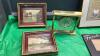 GOOD LIDDED TOTE W/ PICTURES, FRAMES & BRASS CLOCK - 2