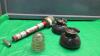 BOX W/ ANTIQUE INSECTICIDE DUSTER, INSULATORS