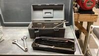 MASTERCRAFT PLASTIC TOOL BOX WITH SOME TOOLS