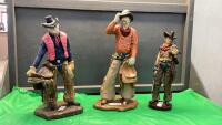 (3) COWBOY STATUES - (2) PLASTER, (1) RESIN