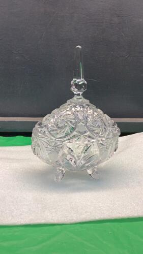PINWHEEL CRYSTAL COVERED CANDY DISH