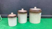 SET OF (3) MEDALTA CANISTERS W/LIDS - REDCLIFF POTTERIES