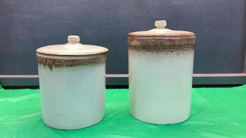 SET OF (2) MEDALTA CANISTERS W/ LIDS - REDCLIFF POTTERIES