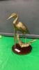 BRASS CRANE ON WOOD BASE