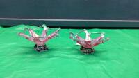 (2) MURANO GLASS DECORATIVE PIECES W/ BRASS BASES