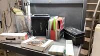 (3)PIECES - PAPER SHREDDER, FILE HOLDERS, CD BOX, CANON INK