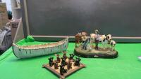 RESIN DECOR - HORSE & COWS, ANIMAL TIC TAC TOE, CANOE