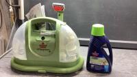 BISSELL LITTLE GREEN MACHINE + PART JUG OF BISSELL CLEANER