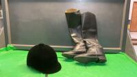 INTERNATIONAL FELT RIDING HELMET & TALL AMAZONAS LEATHER RIDING BOOTS